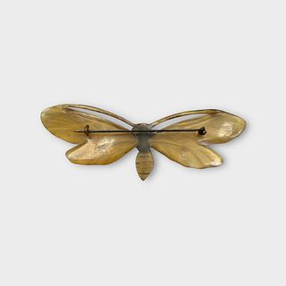 Art Deco Carved Horn Moth Pin
