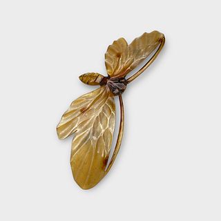 Art Deco Carved Horn Moth Pin