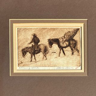 Orson Alf Linn (California, 1893-1952) “Coming Home” Framed Etching