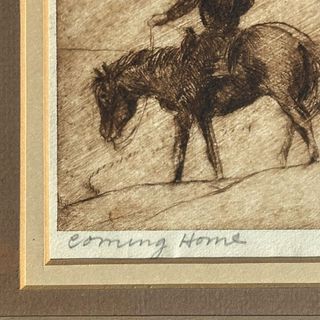 Orson Alf Linn (California, 1893-1952) “Coming Home” Framed Etching