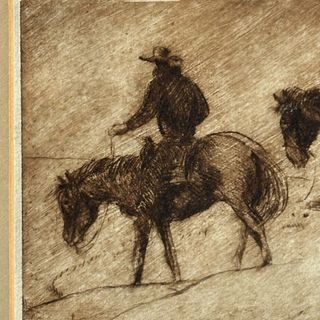 Orson Alf Linn (California, 1893-1952) “Coming Home” Framed Etching