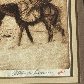 Orson Alf Linn (California, 1893-1952) “Coming Home” Framed Etching