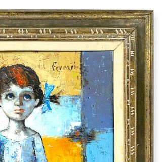 After Jose Montanes, Modernist Blue Figurative Painting