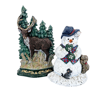 Cast Iron Doorstops Stag & Snowman