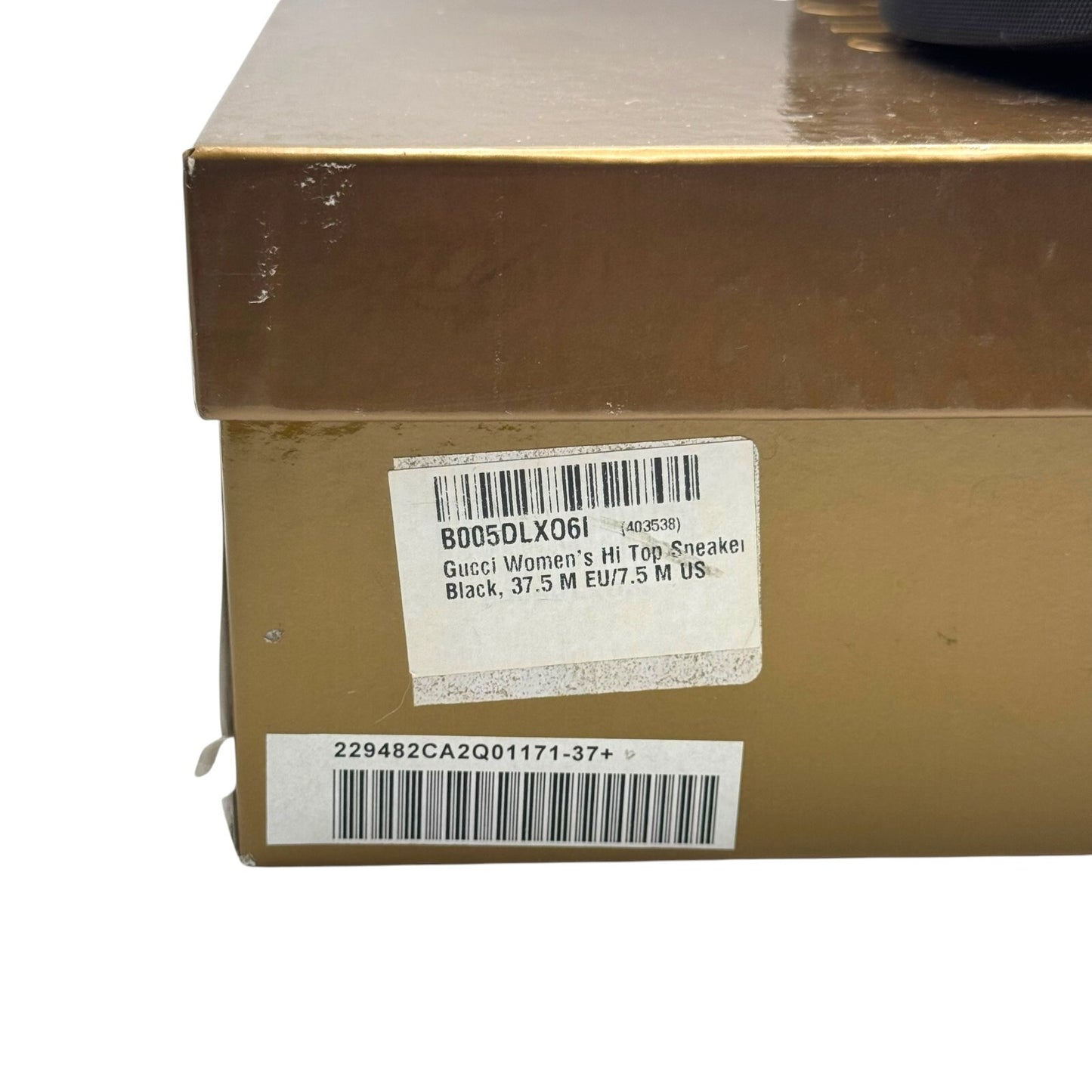 Gucci Women's Black Hi Top Sneaker with box, Size 7.5