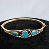 Opal, 14k Yellow Gold Bangle Bracelet