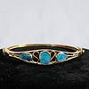 Opal, 14k Yellow Gold Bangle Bracelet