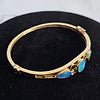 Opal, 14k Yellow Gold Bangle Bracelet