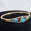 Opal, 14k Yellow Gold Bangle Bracelet