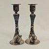 Art Nouveau Style Silver Candlesticks