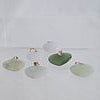 Group of Six Jade, 14k Yellow Gold Heart Pendants