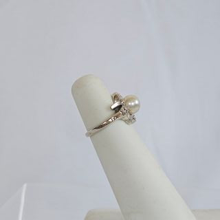 Cultured Pearl, Diamond, 14k White Gold Ring