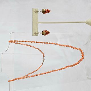 Coral, Silver, Gold-Filled Jewelry Suite