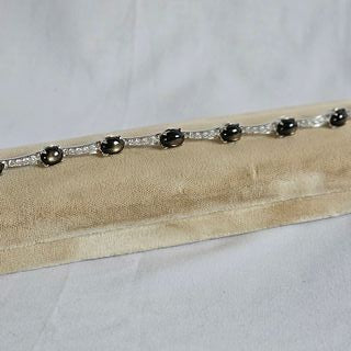 Diamond, Black Star Sapphire, 14k White Gold Bracelet