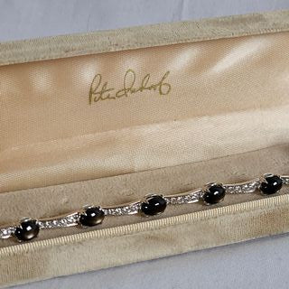 Diamond, Black Star Sapphire, 14k White Gold Bracelet