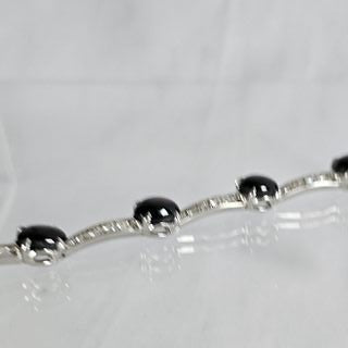 Diamond, Black Star Sapphire, 14k White Gold Bracelet