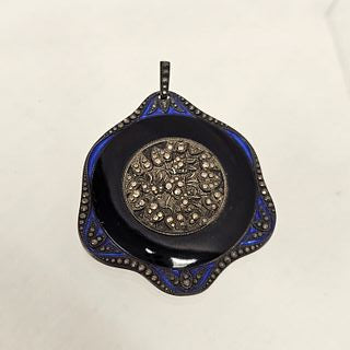 Art Deco Enamel and Marcasite Pendant