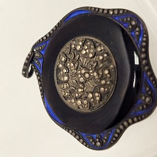 Art Deco Enamel and Marcasite Pendant