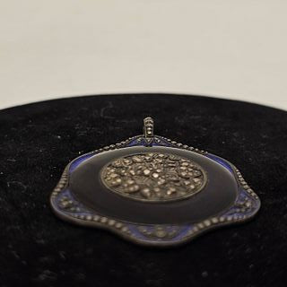 Art Deco Enamel and Marcasite Pendant