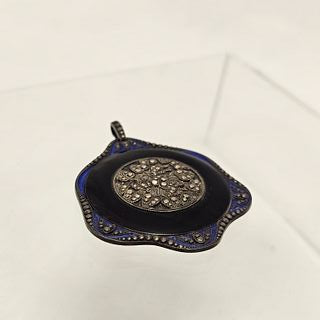 Art Deco Enamel and Marcasite Pendant