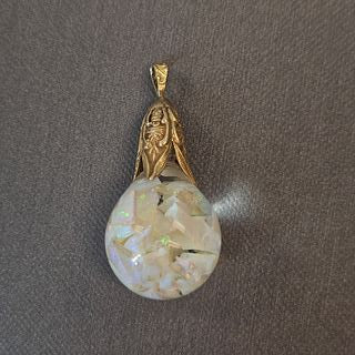 Antique Opal, 14k Yellow Gold Shaker Pendant