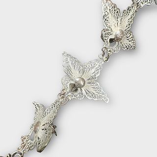 Vintage Sterling Silver Orchid Bracelet