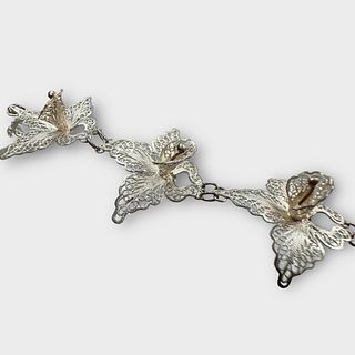 Vintage Sterling Silver Orchid Bracelet