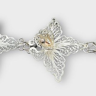 Vintage Sterling Silver Orchid Bracelet