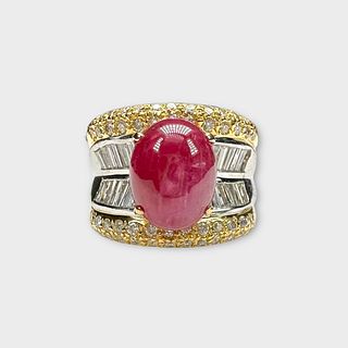 Diamond, Ruby, 18k, Platinum Ring