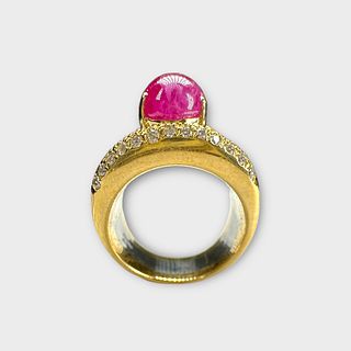 Diamond, Ruby, 18k, Platinum Ring