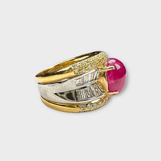 Diamond, Ruby, 18k, Platinum Ring