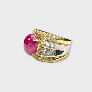 Diamond, Ruby, 18k, Platinum Ring