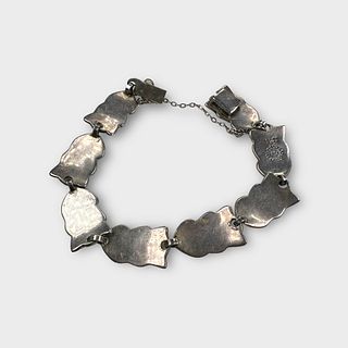 Vintage Enamel, Mexican Sterling Silver Bracelet