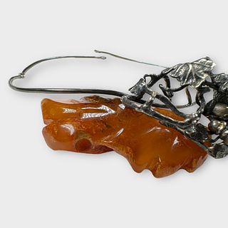 Amber, Sterling Silver Necklace