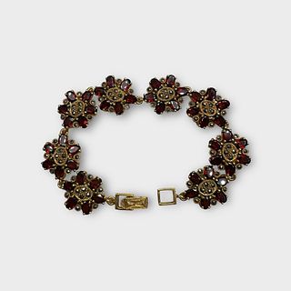 Garnet, Marcasite, Vermeil Bracelet