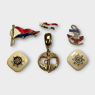 Collection of Nautical Themed Gold-Tone Jewelry