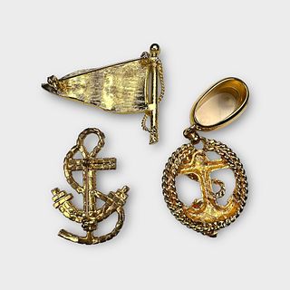 Collection of Nautical Themed Gold-Tone Jewelry