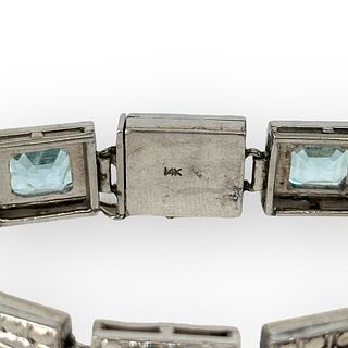 Aquamarine, 14k White Gold Bracelet