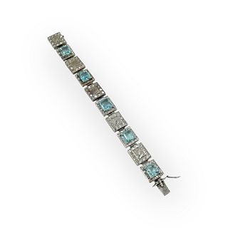 Aquamarine, 14k White Gold Bracelet