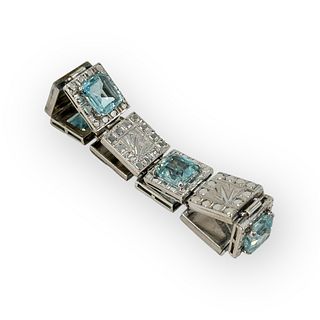 Aquamarine, 14k White Gold Bracelet