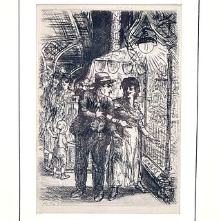 John Sloan (American, 1871-1951) 1906 Etching Couple View Jewelry