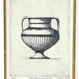 Loran Speck (Californian, 1943-) “Etruscan Urn” Etching