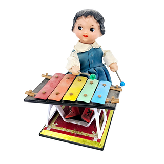 Vintage Tin Toy Girl with Xylophone