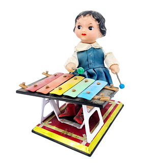 Vintage Tin Toy Girl with Xylophone