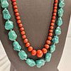 Long Coral and Turquoise Necklaces