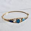 Opal, 14k Yellow Gold Bangle Bracelet