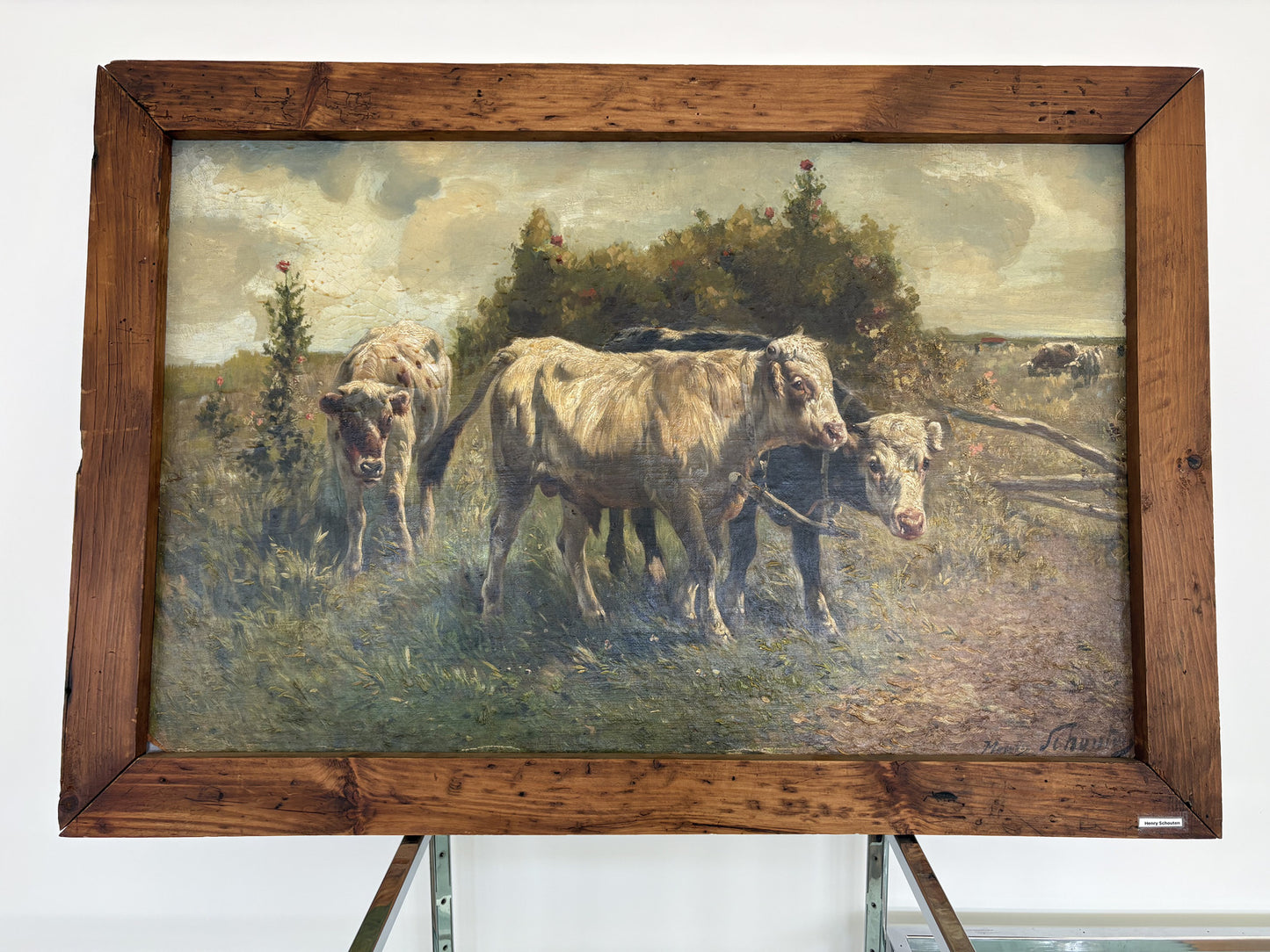 Henry Schouten (Belgium, 1864-1927) Cows in a Field, Oil on Canvas
