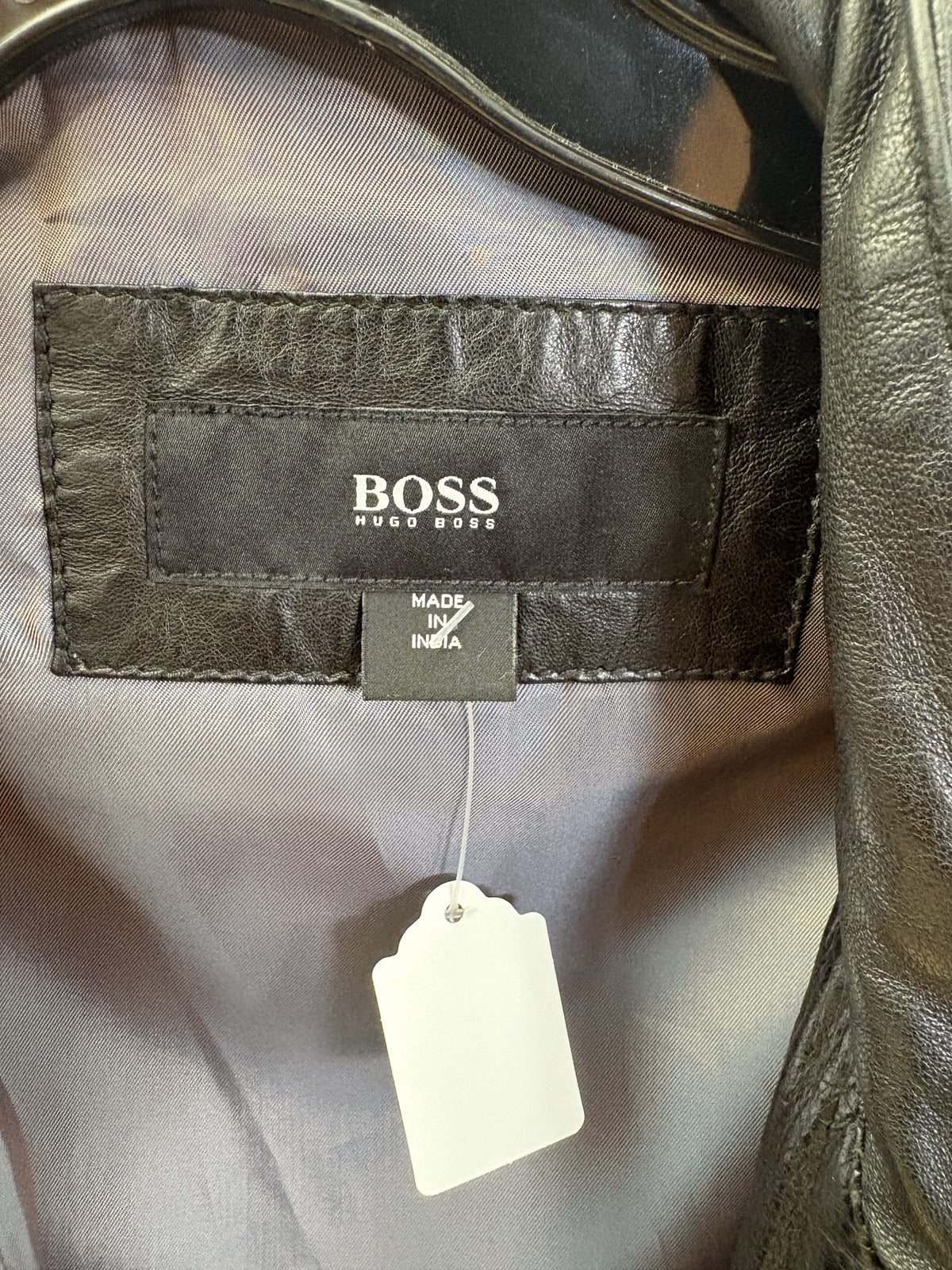 Hugo Boss Vegan Black Leather Jacket, L