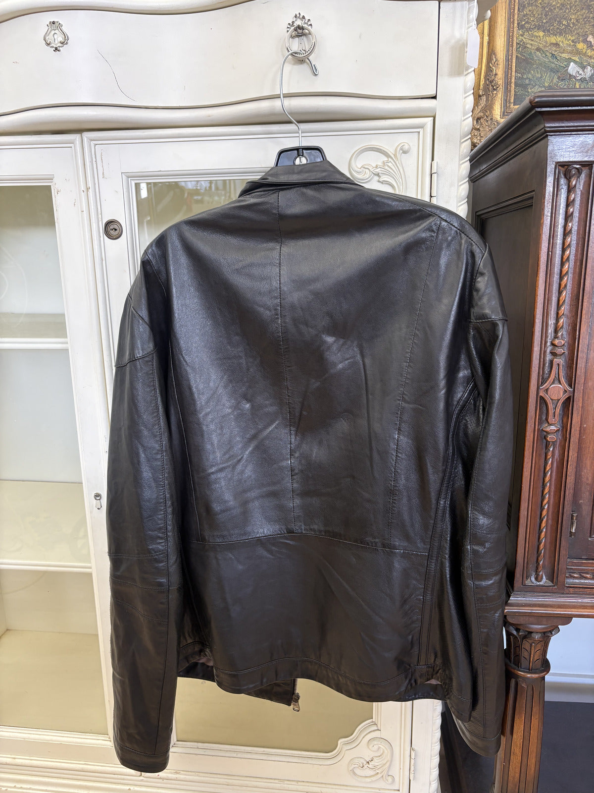 Hugo Boss Vegan Black Leather Jacket, L