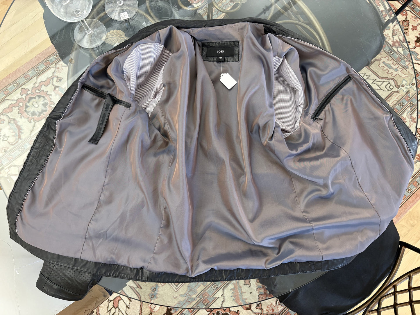 Hugo Boss Vegan Black Leather Jacket, L